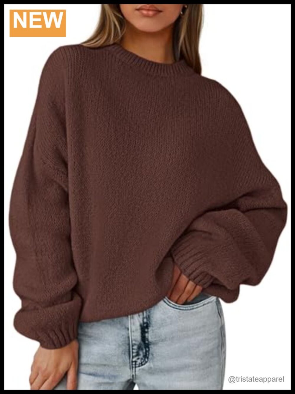 Women's Oversized Chunky Knit Pullover Sweater Crew Neck Long Sleeve